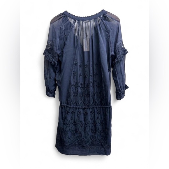 Ulla Johnson Frances Silk Embroidered Tassel Dress Midnight Blue Size 4 NWT Boho - Picture 3 of 11